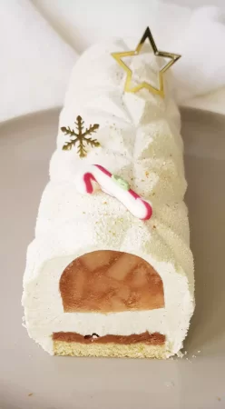 Bûche pommes, cidre et vanille