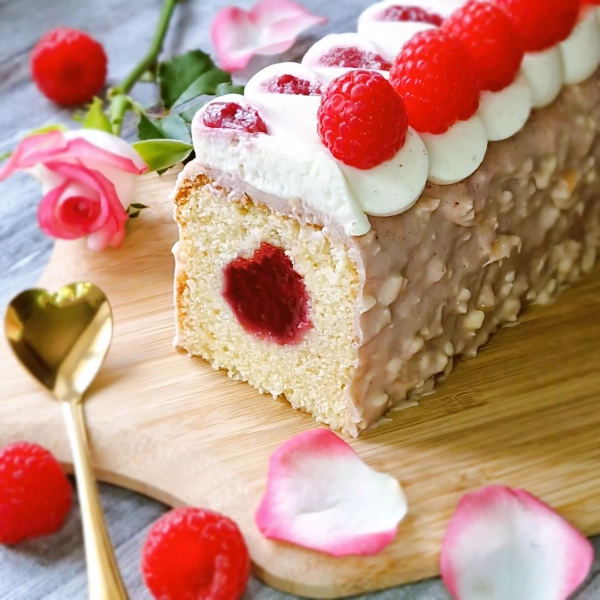 Cake vanille et framboises