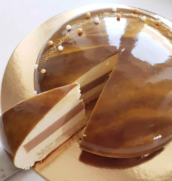 Entremet vanille et praliné