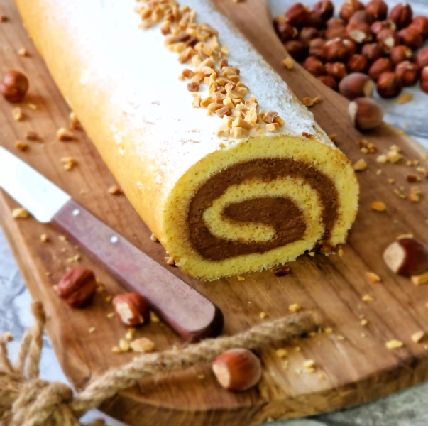 Roulé chocolat et noisettes