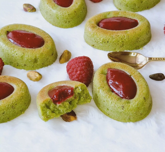 Financiers pistache et framboises